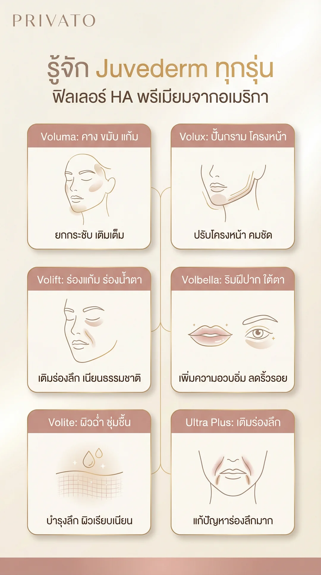 ฟิลเลอร์ Juvederm คืออะไร? เจาะลึกทุกรุ่น พร้อมอัปเดตราคาล่าสุด Infographic