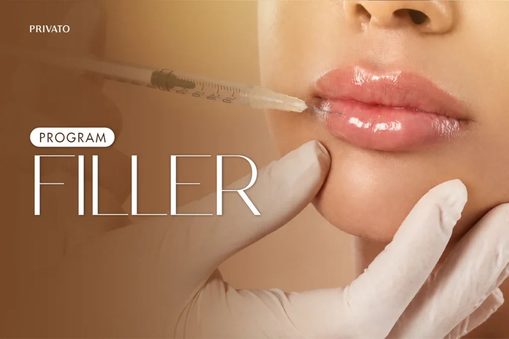 Filler treatment details for lips and facial volume support at Privato Clinic