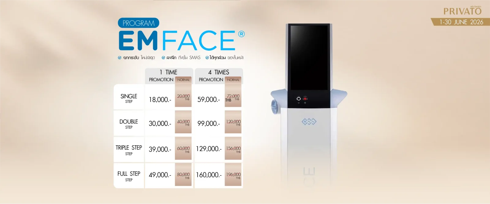 โปรโมชั่น Ultherapy Lifting ยกกระชับใบหน้า ประจำเดือนมิถุนายน 2026 ที่ Privato Clinic