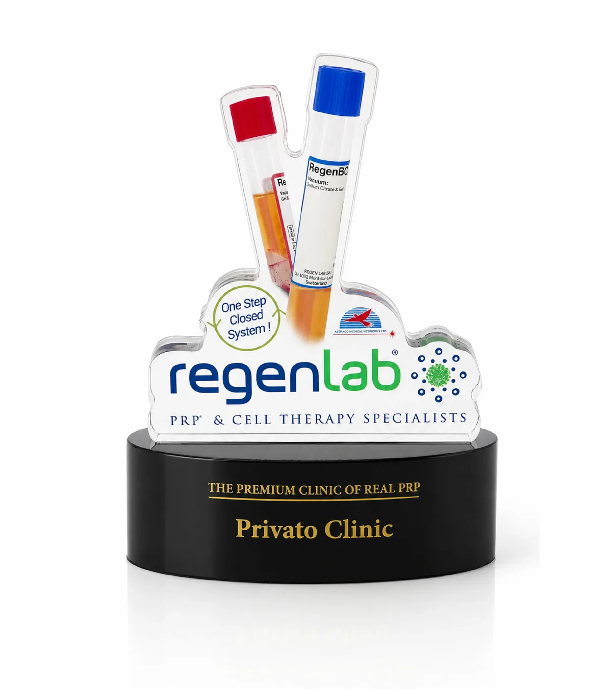Regenlab The Premium Clinic of Real PRP plaque presented to Privato Clinic